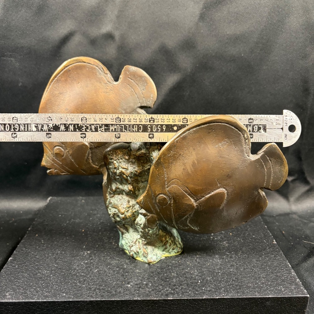Vintage Bronze Angel Fish Sculpture Tropical Sea Life Coral Reef Verdigris 6x8 - Picture 5 of 15